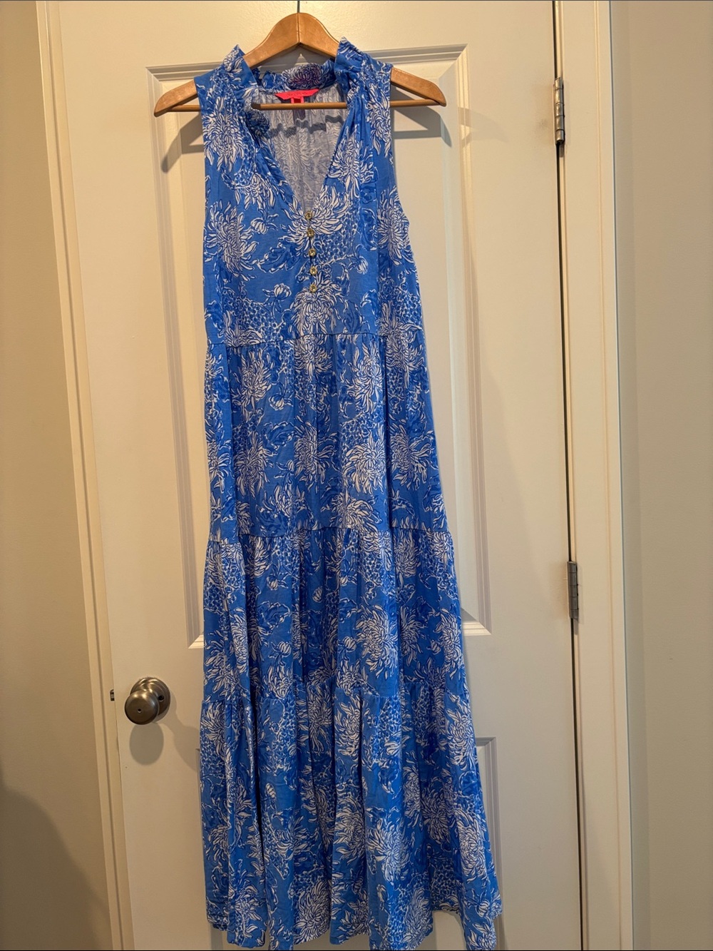 Lilly Pulitzer Blue and White Floral Maxi Dress